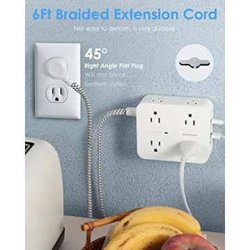 Surge Protector Power Strip with USB C and 6ft Cord