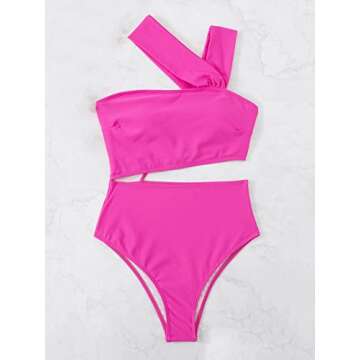 MakeMeChic Women's Cut Out One Piece Swimsuits Monokini One Shoulder Bathing Suits