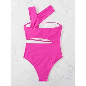 MakeMeChic Women's Cut Out One Piece Swimsuits Monokini One Shoulder Bathing Suits