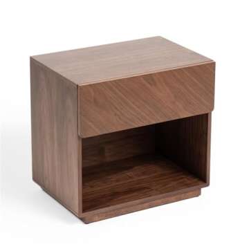 Limari Home Anstruther Collection Modern Bedroom Veneer Finished 1 Drawer Nightstand, Walnut