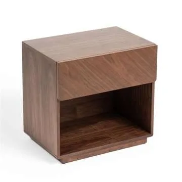 Limari Home Anstruther Collection Modern Bedroom Veneer Finished 1 Drawer Nightstand, Walnut