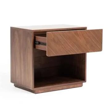 Limari Home Anstruther Collection Modern Bedroom Veneer Finished 1 Drawer Nightstand, Walnut