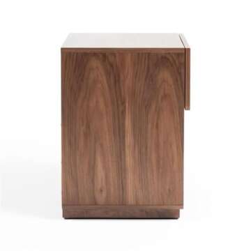 Limari Home Anstruther Collection Modern Bedroom Veneer Finished 1 Drawer Nightstand, Walnut