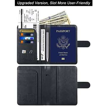 Airtag Passport Holder Cover Wallet Travel Essentials Leather RFID Blocking Case Vacation Luggage Mu...