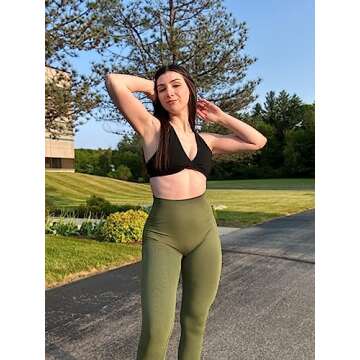 Sunzel Scrunch Butt Lifting Leggings Women High Waisted Seamless Workout Leggings Gym Tights Tummy Control Yoga Pants Bronze Green