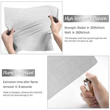 Senneny 48" x 106" Adjustable Window Screens, DIY Custom Fiberglass Screen Mesh, Window Screen Repla...