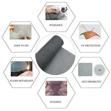 Senneny 48" x 106" Adjustable Window Screens, DIY Custom Fiberglass Screen Mesh, Window Screen Replacement for Windows Doors and Patio Screens, Premium Pet Screen (48" x 106", Grey)