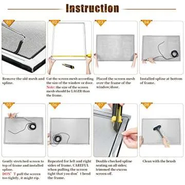 Senneny 48" x 106" Adjustable Window Screens, DIY Custom Fiberglass Screen Mesh, Window Screen Replacement for Windows Doors and Patio Screens, Premium Pet Screen (48" x 106", Grey)