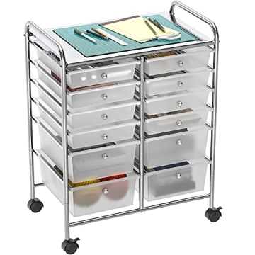 Simple Houseware 12 Drawer Craft Storage Rolling Cart