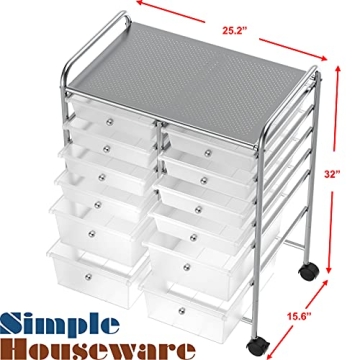 Simple Houseware 12 Drawer Craft Storage Rolling Cart