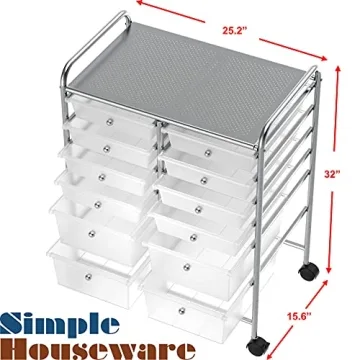 Simple Houseware 12 Drawer Craft Storage Rolling Cart