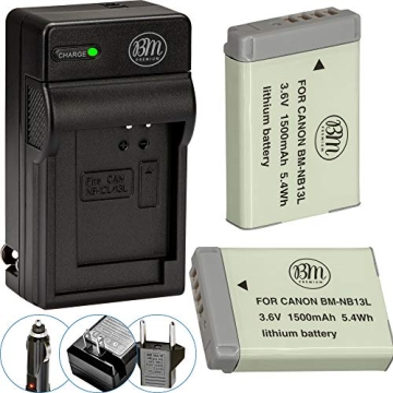 BM Premium 2-Pack NB-13L Batteries Charger Kit for Canon