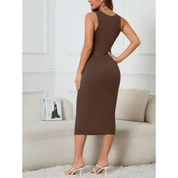 Elegant Square Neck Sleeveless Midi Party Dress by OWIN