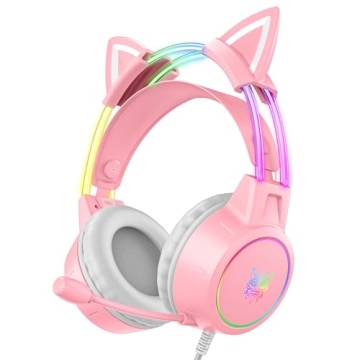 Stylish Cat Ear Gaming Headset with RGB Lights