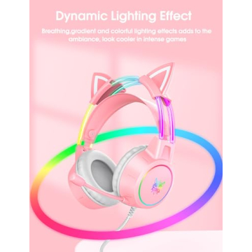 Stylish Cat Ear Gaming Headset with RGB Lights