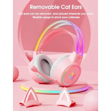 Stylish Cat Ear Gaming Headset with RGB Lights