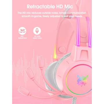 Stylish Cat Ear Gaming Headset with RGB Lights