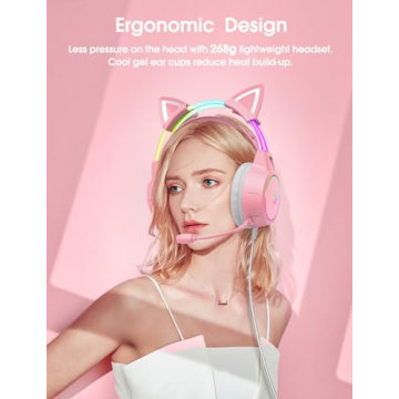Stylish Cat Ear Gaming Headset with RGB Lights