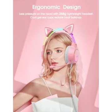 Stylish Cat Ear Gaming Headset with RGB Lights