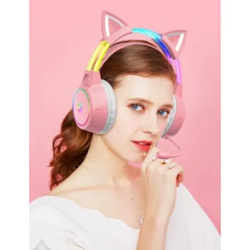 Stylish Cat Ear Gaming Headset with RGB Lights
