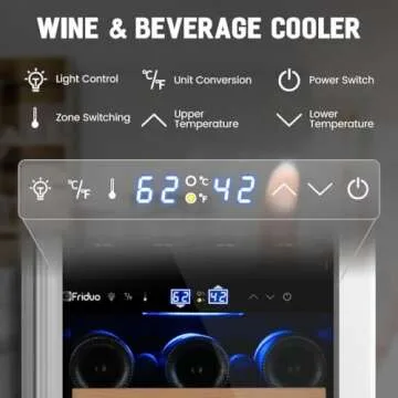 Friduo 15 inch Wine Beverage Refrigerator,13 Bottles 48 Cans Dual Zones Temperature Wine Fridge Undercounter or Freestanding, Beverage Fridge with Glass Door for Home Bar Office