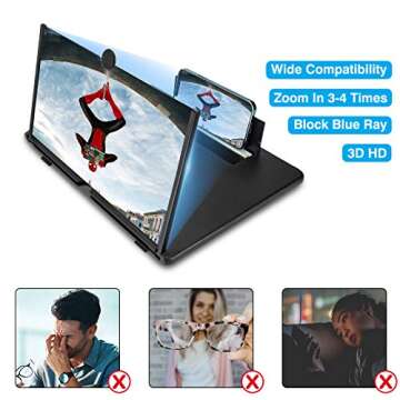 16 inch Screen Magnifier for Cell Phone 3D Magnifier Screen Enlarger for Movies,Videos,Reading,Gamin...