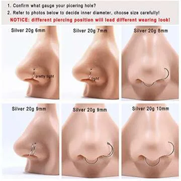FANSING 8mm Surgical Steel Nose Rings for Piercings