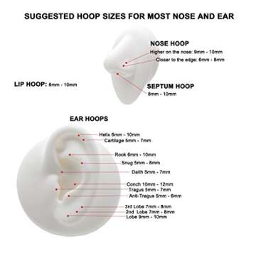 FANSING 8mm Surgical Steel Nose Rings for Piercings