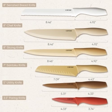 CAROTE 12-Piece Nonstick Stainless Steel Knife Set