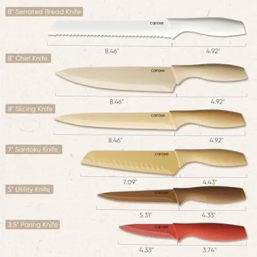 CAROTE 12-Piece Nonstick Stainless Steel Knife Set