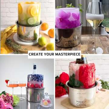 Berlinzo Ice Mold Wine Bottle Chiller - DIY Floral Ice Bucket Mold for Cooling Champagne & Other Bev...