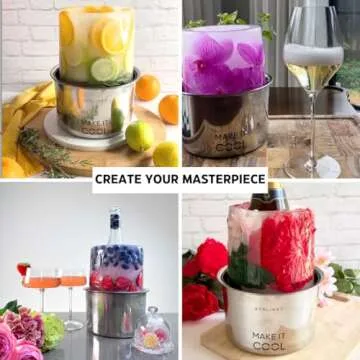 Berlinzo Ice Mold Wine Bottle Chiller - DIY Floral Ice Bucket Mold for Cooling Champagne & Other Bev...