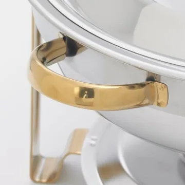 Winco Round Chafer 4 Quart Stainless Steel with Gold Accents