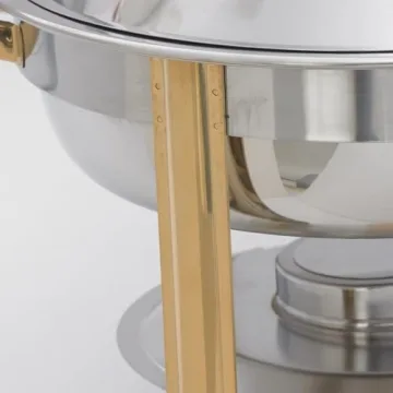 Winco Round Chafer 4 Quart Stainless Steel with Gold Accents