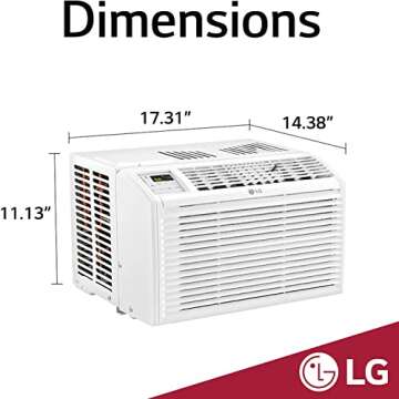 LG 6,000 BTU Window Air Conditioner, 115V, Cools 250 Sq.Ft. for Bedroom, Den, Living Room, Quiet Operation, with Remote, 2 Cooling & Fan Speeds, 2-Way Air Deflection, Auto Restart, White
