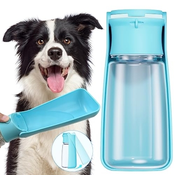 FORWH Portable Dog Water Bottle Dispenser [Leak Proof & Foldable] Dog Travel Water Bottle Bowl Acces...