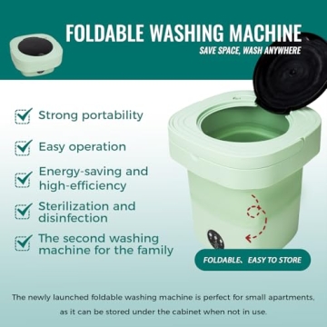 Portable Washing Machine Mini Washer for Apartments - Compact, Foldable Countertop Clothes Washer & ...