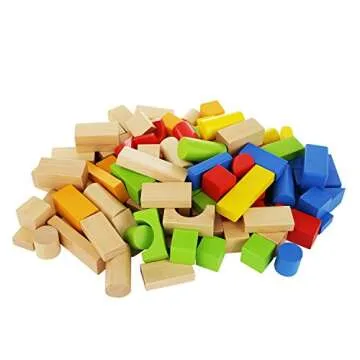 Wooden Building Blocks Set - 100 Premium Pieces for Kids