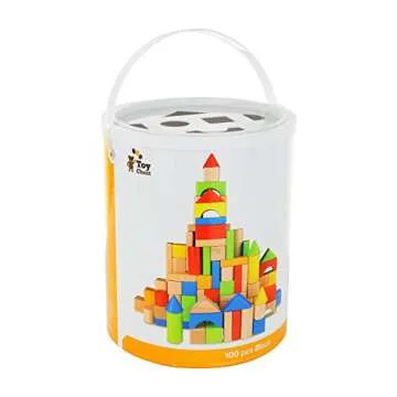 Wooden Building Blocks Set - 100 Premium Pieces for Kids