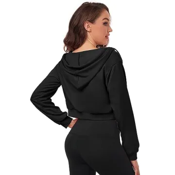 FKEEP Trendy Cropped Zip Up Hoodie for Women