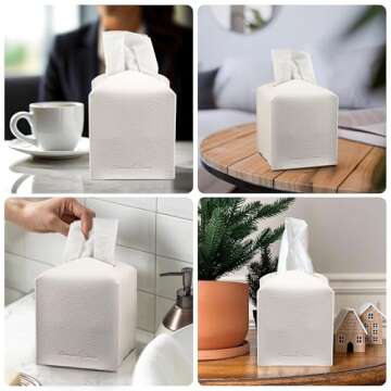 Premium PU Leather Tissue Box Holder for Home Office