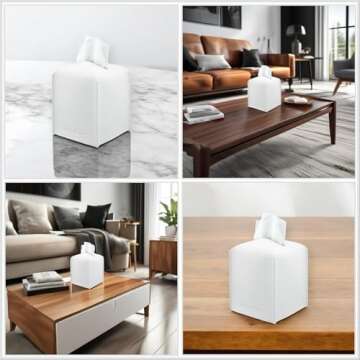 Premium PU Leather Tissue Box Holder for Home Office