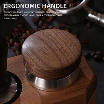GURUDAR 58.5mm Coffee Distributor, Espresso Distribution Tool, Adjustable Depth Espresso Tamper Leveler with Walnut Wood Handle Fits for 58mm Breville Gaggia E61 Portafilter