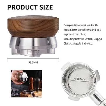 GURUDAR 58.5mm Coffee Distributor, Espresso Distribution Tool, Adjustable Depth Espresso Tamper Leveler with Walnut Wood Handle Fits for 58mm Breville Gaggia E61 Portafilter