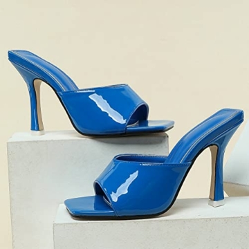 LUXMAX Open Toe Stiletto Mules for Women in Royal Blue