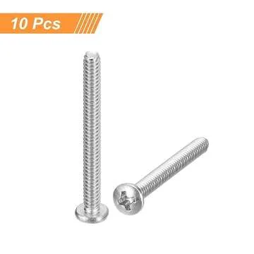 uxcell #6-32x2 Pan Head Machine Screws, 304 Stainless Steel 18-8 Screw, Phillips Drive, Fully Threaded, Bright Finish, Pack of 10