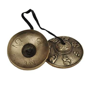 Dharma Store - Tibetan Tingsha Cymbals - 6.2 cm - OM Mane Padme Hum Symbols Embossed