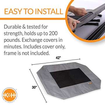 K&H Pet Products Elevated Cooling Outdoor Dog Bed Portable Raised Dog Cot Replacement Cover Only Gra...