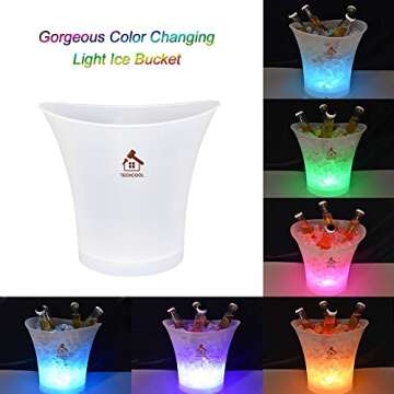 LED Ice Bucket,TECKCOOL 5L Large Capacity Wine Cooler Led with Colors Changing,Champagne Wine Drinks Beer Bucket,Power by 2 AA Batteries,for Party,Home,Bar,etc