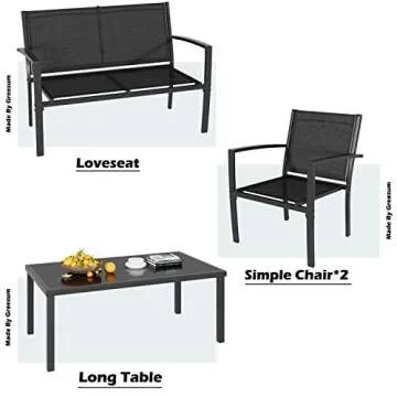 Greesum 4 Pieces Patio Furniture Set for Outdoor Enjoyment